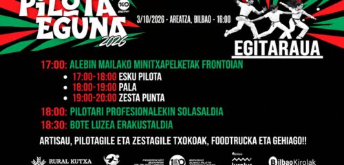 Pilota Eguna ospatuko da urriaren 3an Bilboko Areatzan